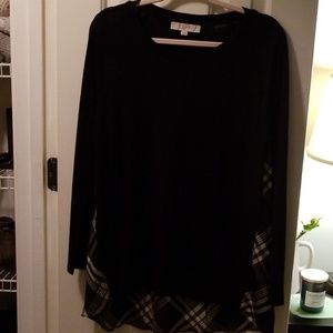 Mixed media black and plaid tunic